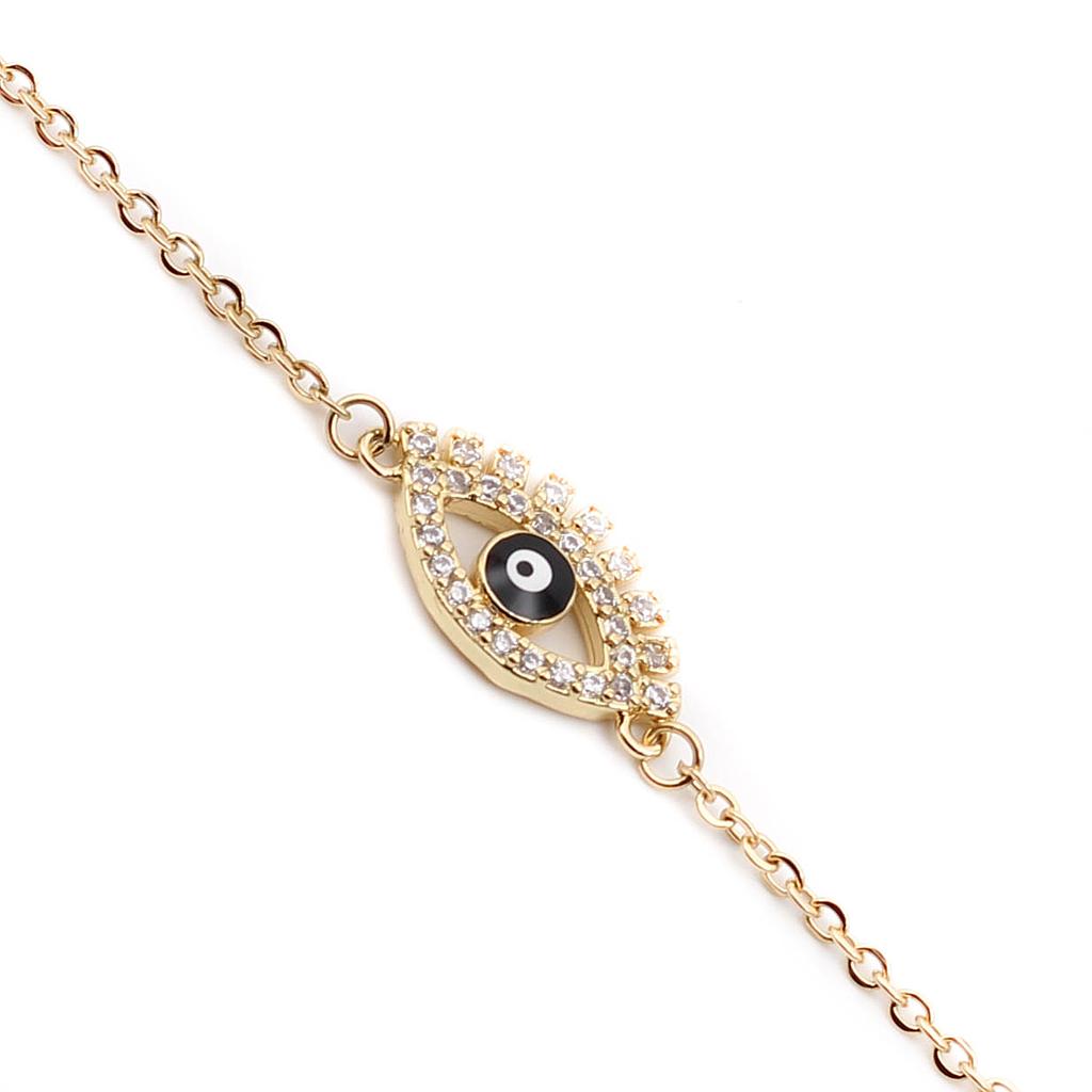 PUL22119 Pulsera Acero Ojo tusrco dorador