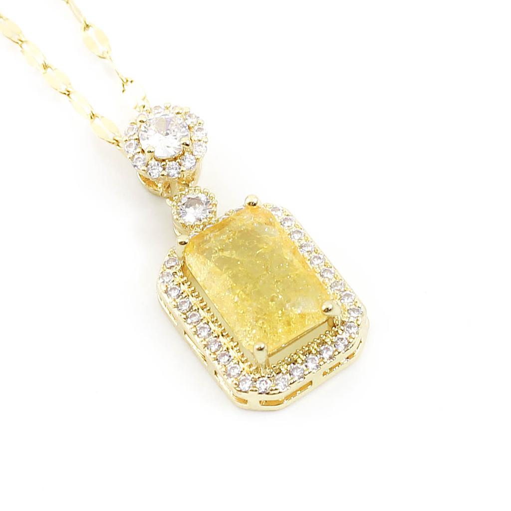 COL2346 Collar Acero dorado piedra rectangular color