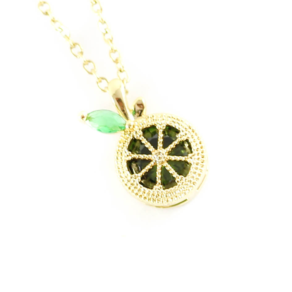 COL160807 Collar Acero dorado Limón