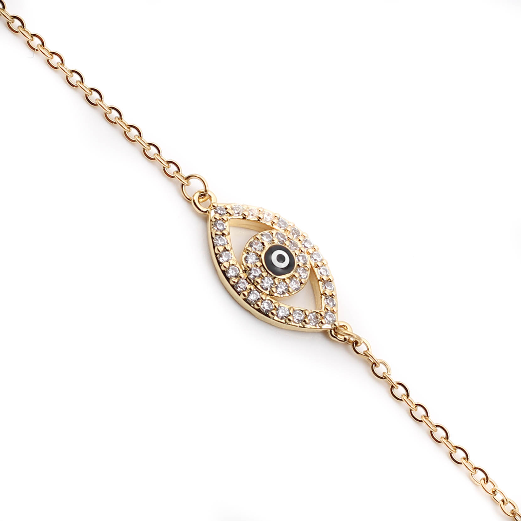 PUL22119 Pulsera Acero Ojo tusrco dorador