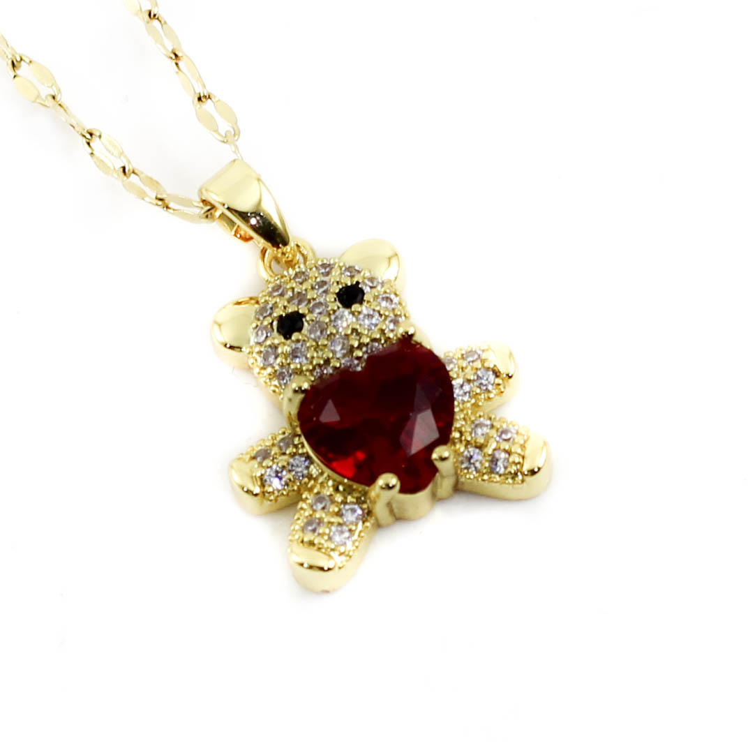 COL23314 Collar Acero dorado Osito
